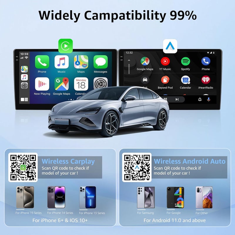 Ayake 2-in-1 Wireless CarPlay & Android Auto Adapter, Smallest Mini Edition, Converts Wired to Wireless, Plug & Play Adapter for Apple iPhone iOS 10+ & Android 11+ - Image 3